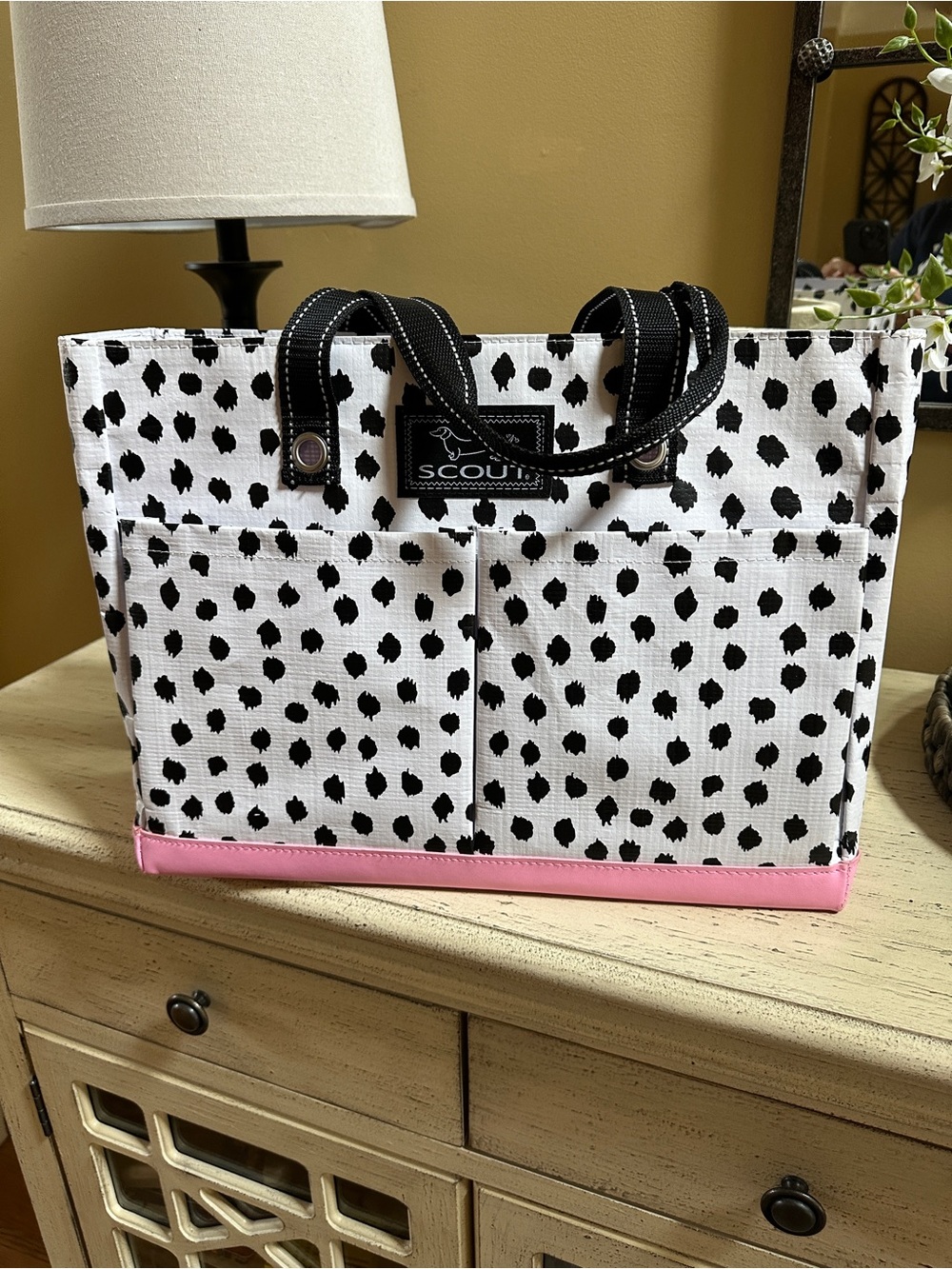 Scout bag Seeing Spots Black Pink Dalmatian Tote Bag Trendy Cute Chic